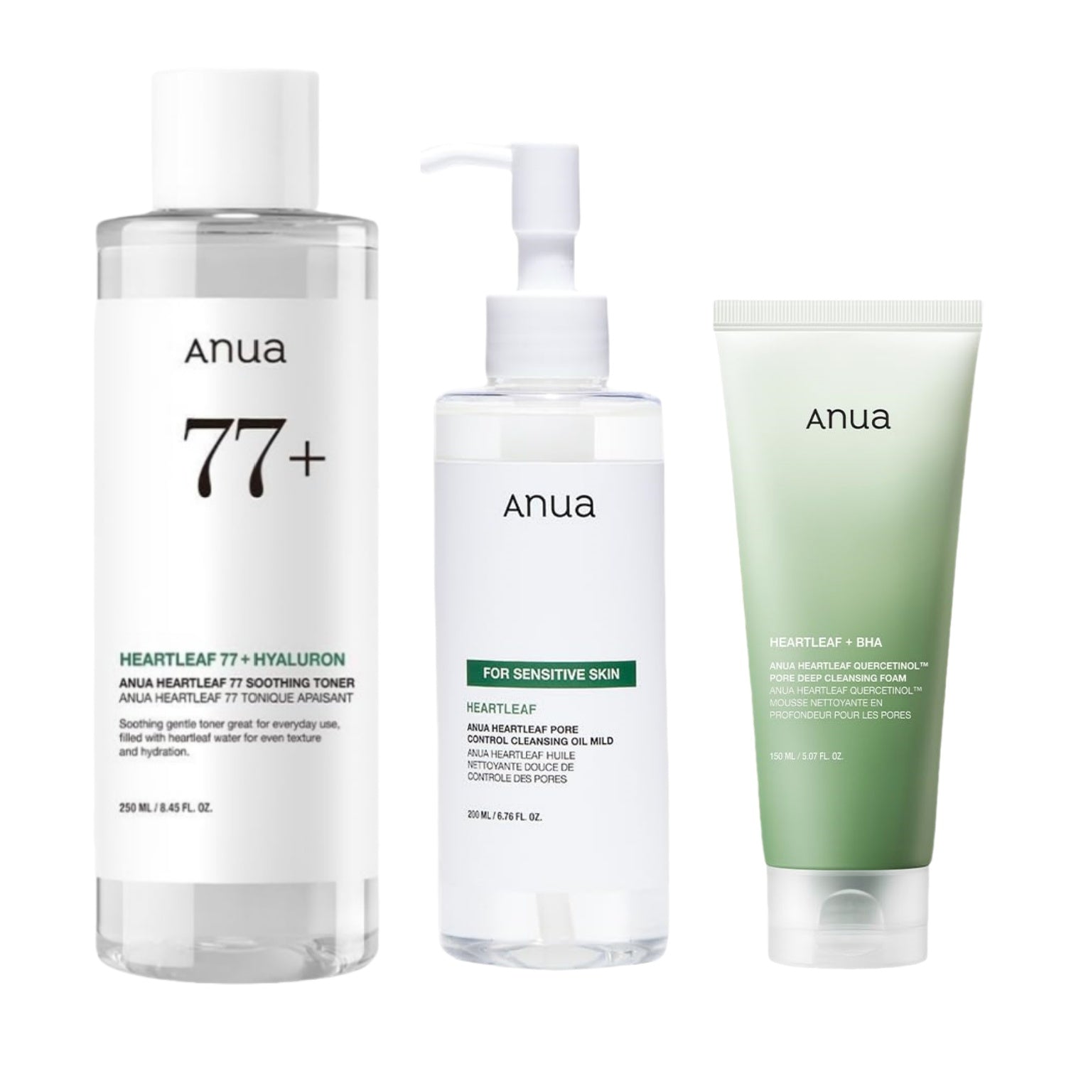 Anua 6-Piece Skincare Set for calm and hydrated skin with natural ingredients.