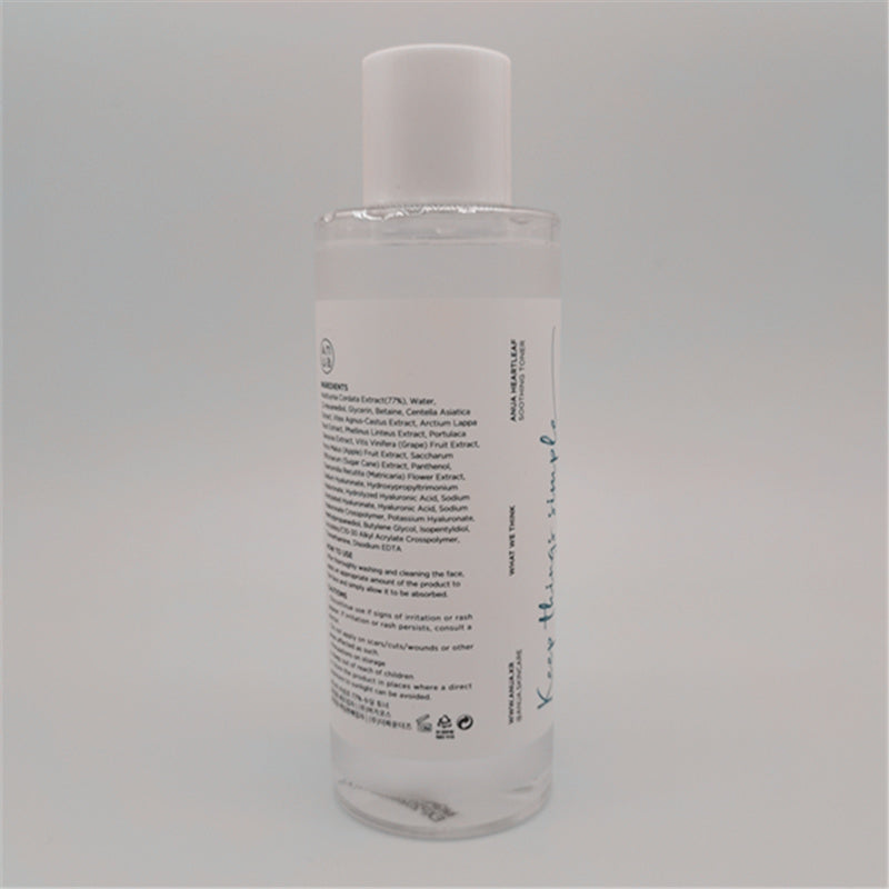 Anua Heartleaf Soothing Toner 250ml bottle with text on label.