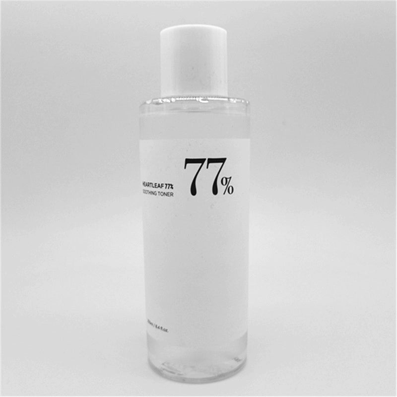 Anua Heartleaf Soothing Toner 250ml bottle with 77% heartleaf extract for calming sensitive skin.