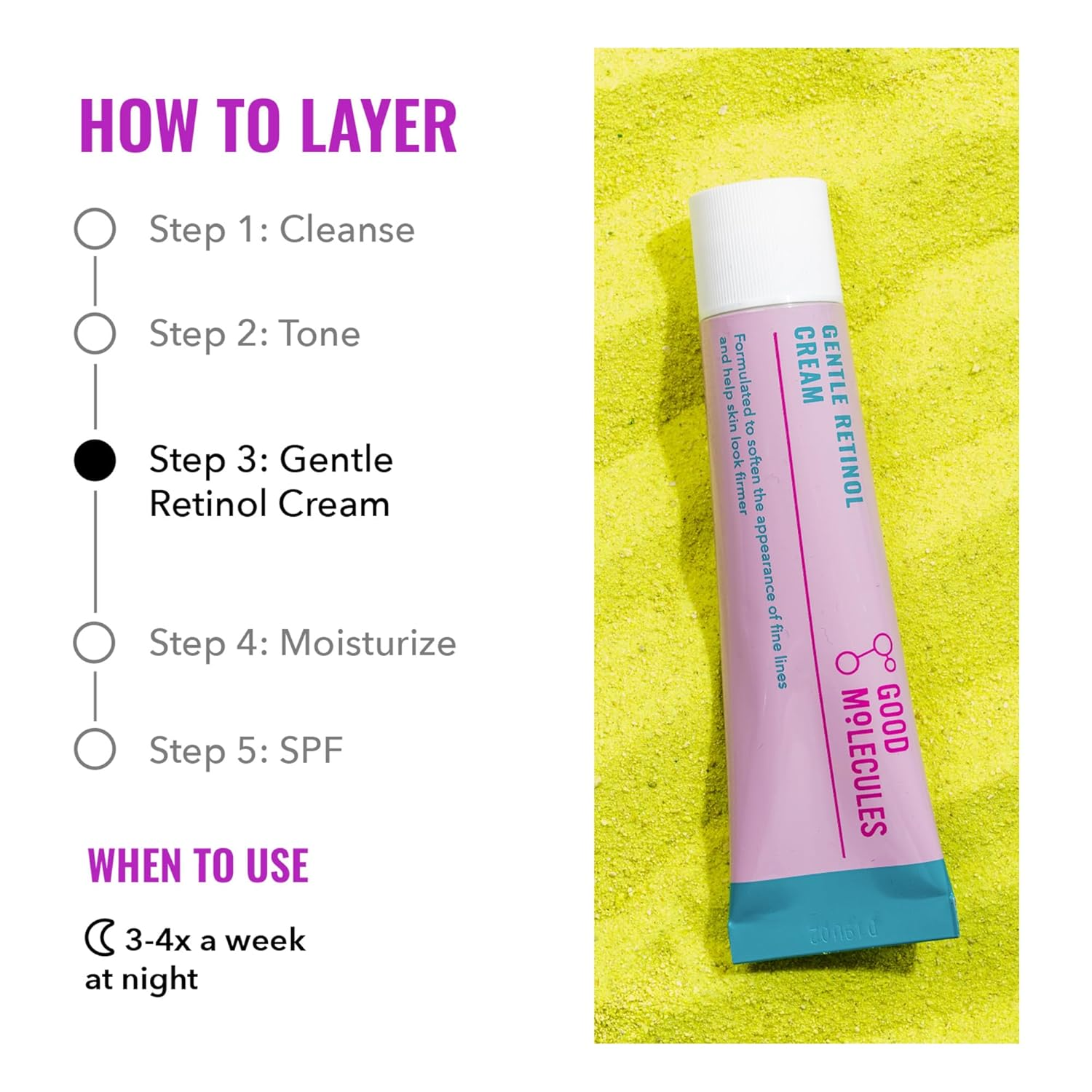 Good Molecules Gentle Retinol Cream 30ml for anti-aging skincare routine.